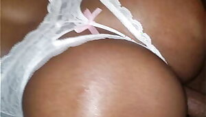 Ebony Moaning Phat Ass Milf Fucked In White Lace Lingerie
