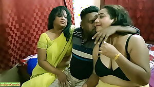 Indian Bengali boy getting funked to fuck two MILF bhabhi ! Best erotic threesome sex