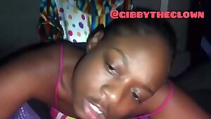 Girl fucks clown for gas money